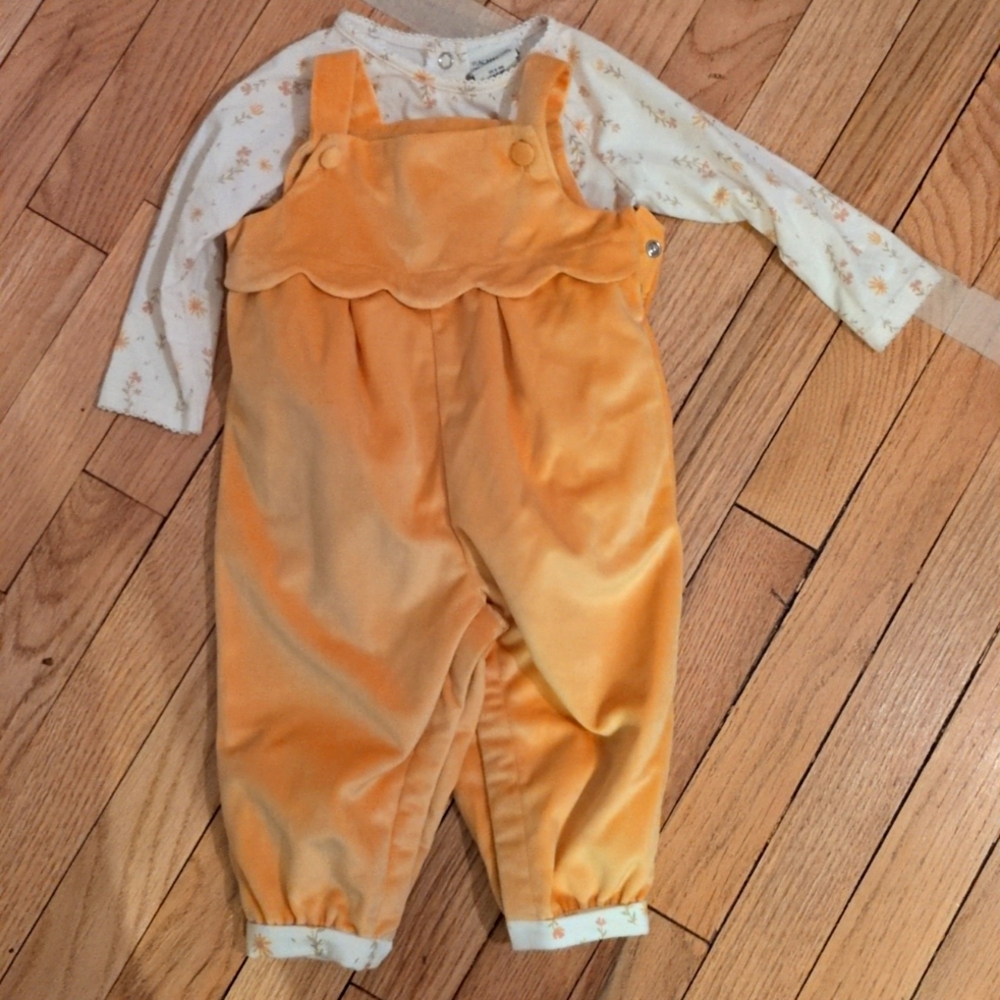 Rachel Zoe baby girl velvet overall set